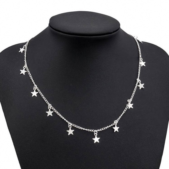 Silver ‘Stars-on-a-String’ Choker Necklace - Picture 2 of 8